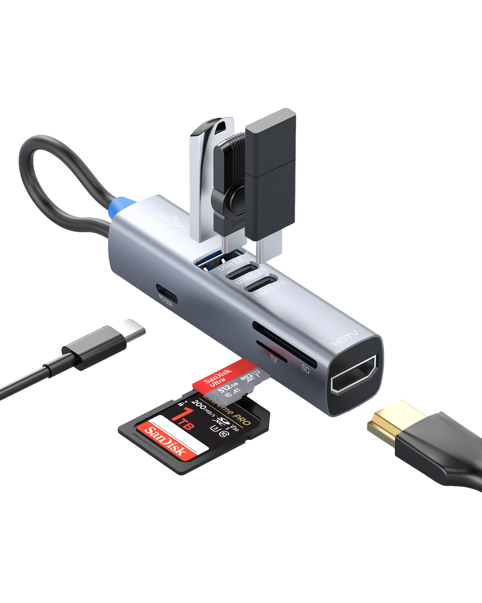 BRAVE BraveLink Series 7-in-1 USB-C Multiport Hub