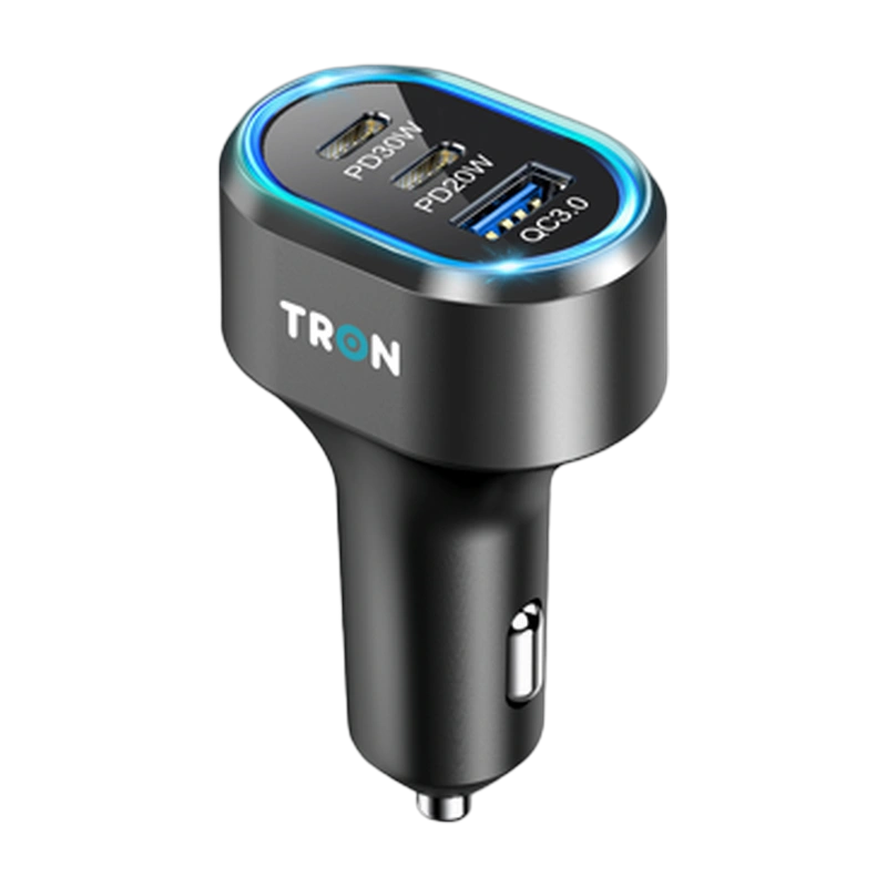TRON 50W Car Charger — USB-C + USB-A (3-Port)