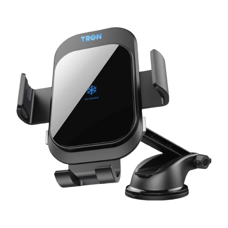 TRON 15W Auto-Clamp Wireless Car Charger — Air Vent + Dashboard Mount