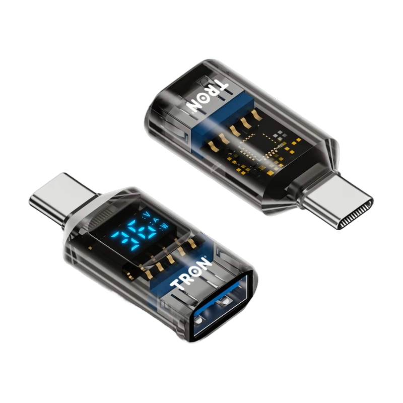 TRON 60W USB-A to USB-C Adapter — 10Gbps Data (LED Display)