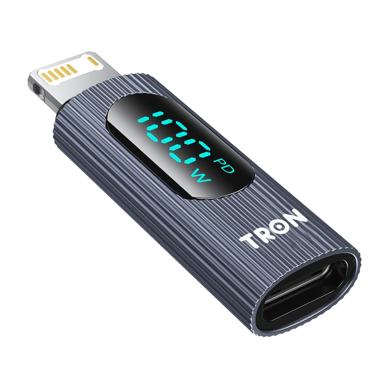 TRON Lightning to USB-C Adapter — Charging + Sync, Aluminum
