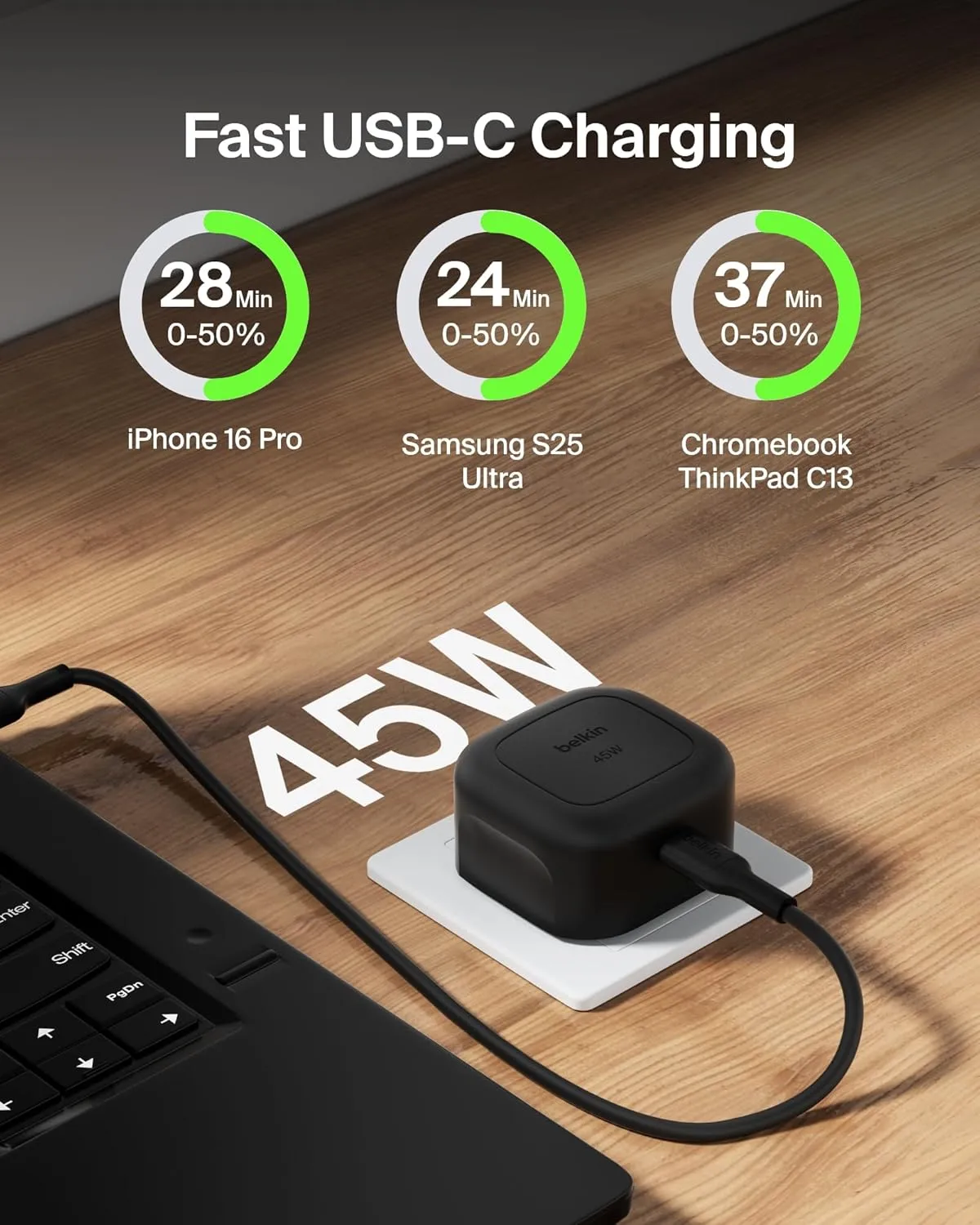 Belkin BoostCharge Compact USB-C Wall Charger 45W + USB-C Cable