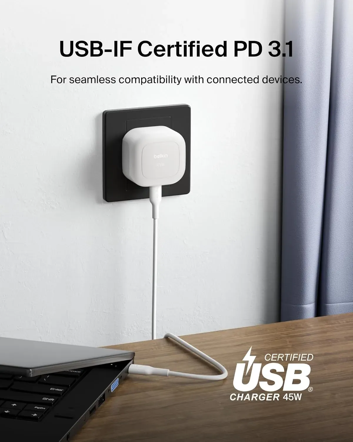 Belkin BoostCharge Compact USB-C Wall Charger 45W + USB-C Cable