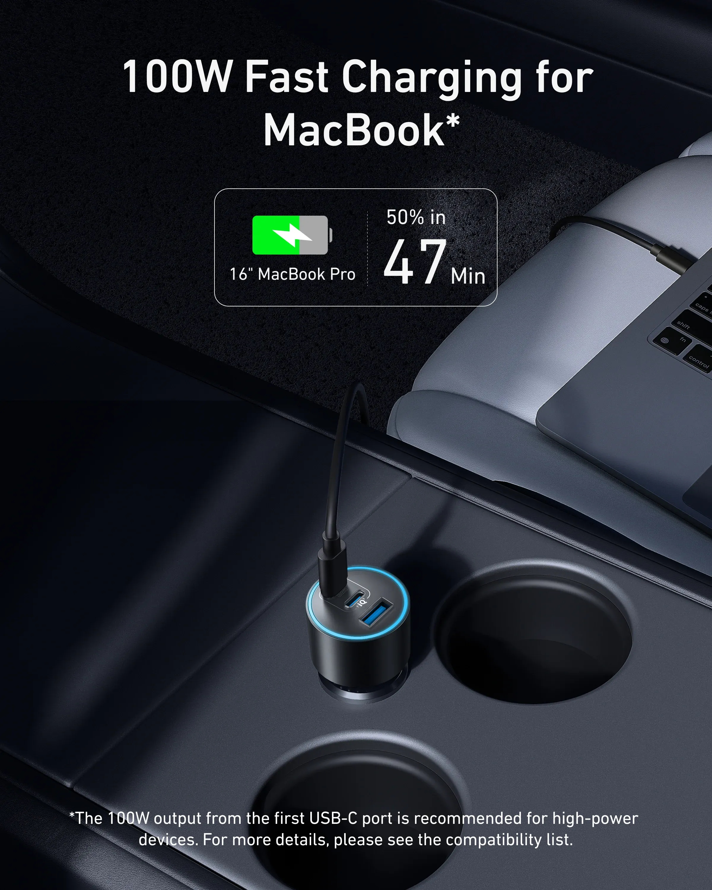 Anker Nano Car Charger 167.5W, 3 Ports | Ultra-Fast USB-C Charging