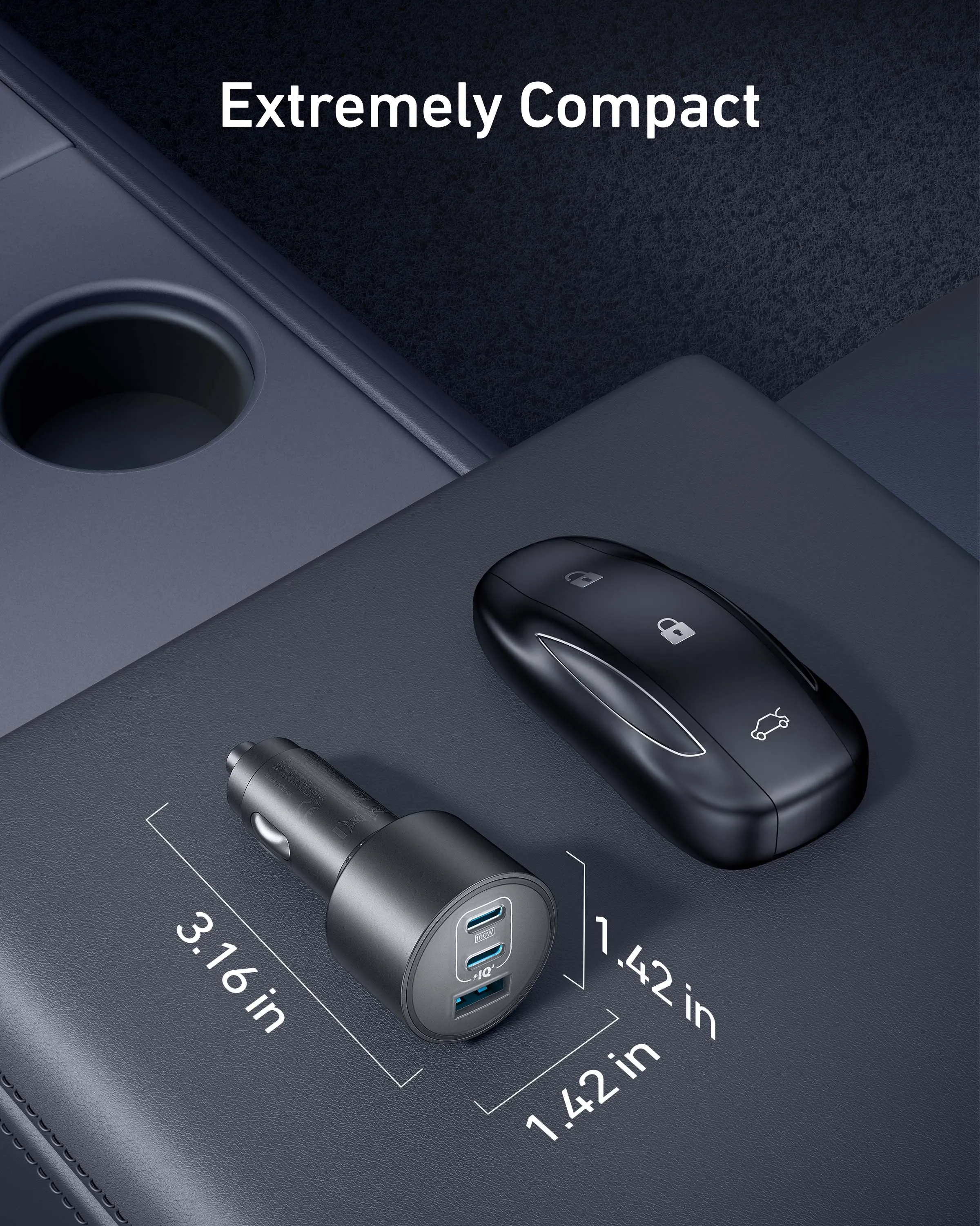 Anker Nano Car Charger 167.5W, 3 Ports | Ultra-Fast USB-C Charging