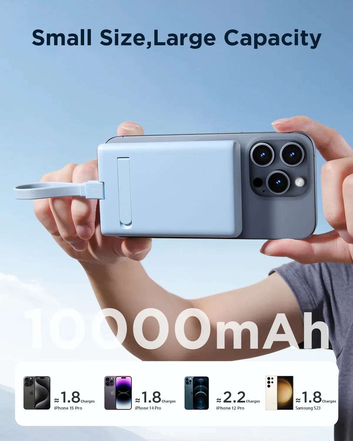 JOYROOM JR-PBM01 20W Magnetic Wireless Power Bank 10000mAh with Built-In Cable & Kickstand