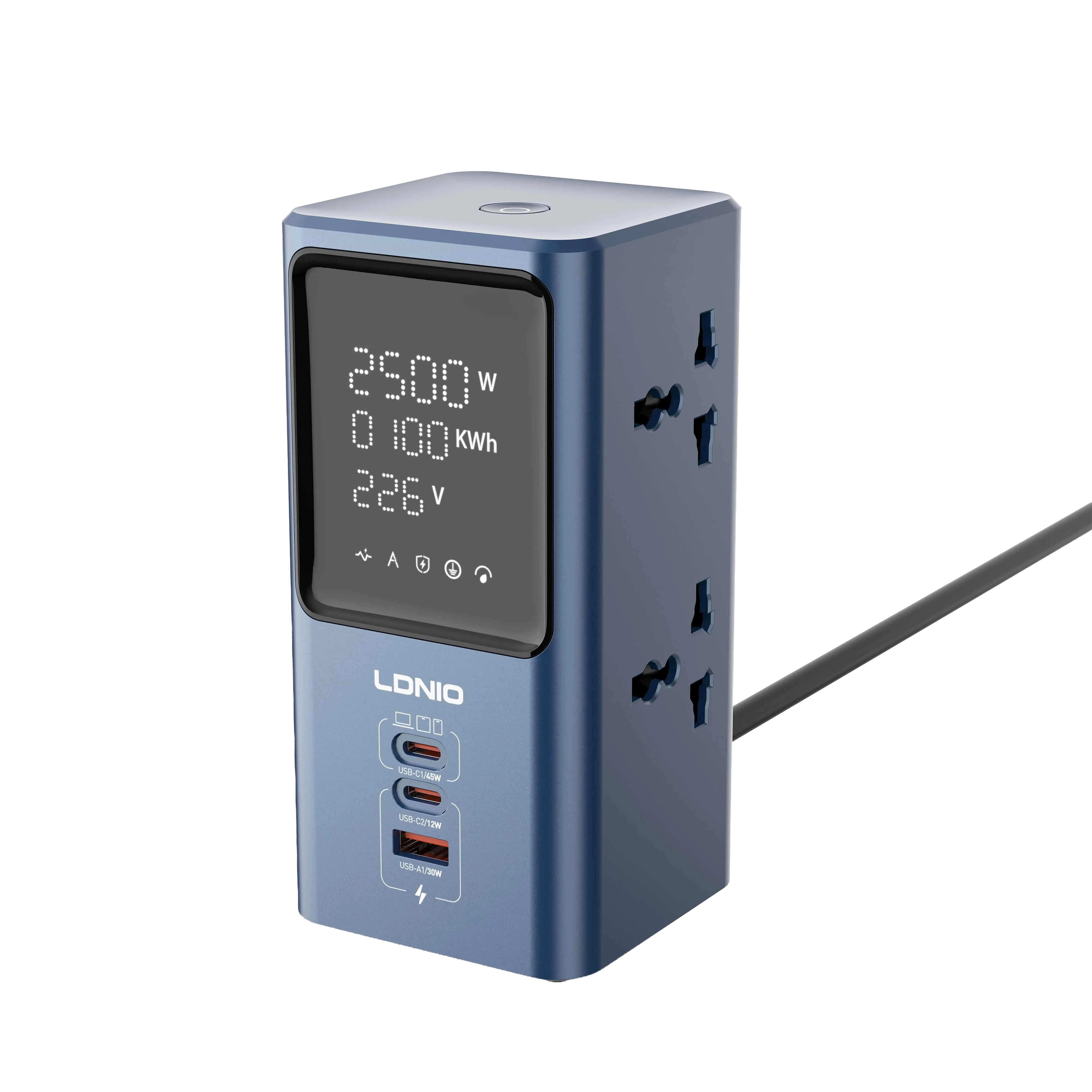LDNIO SC2 45W Universal Power Strip Desktop LED Power Adapter
