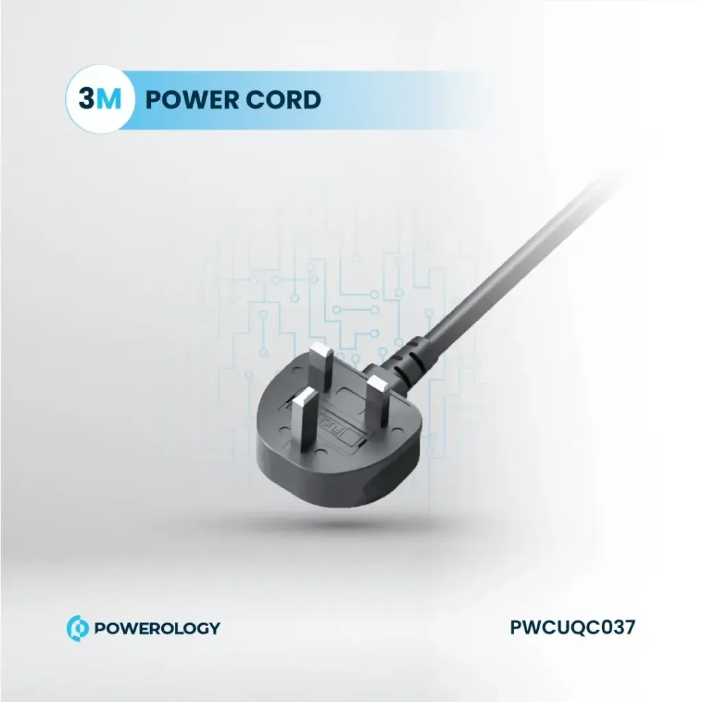 Powerology 3250W 3-Outlet Power Strip with 30W PD Fast Charging