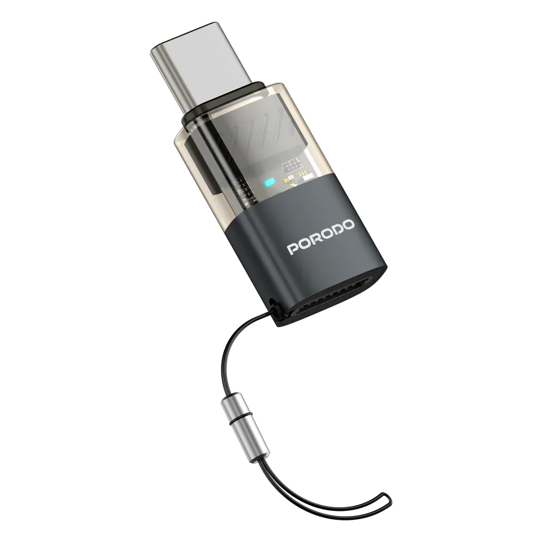 Porodo Minilink Transparent OTG Adapter USB-C to USB-A