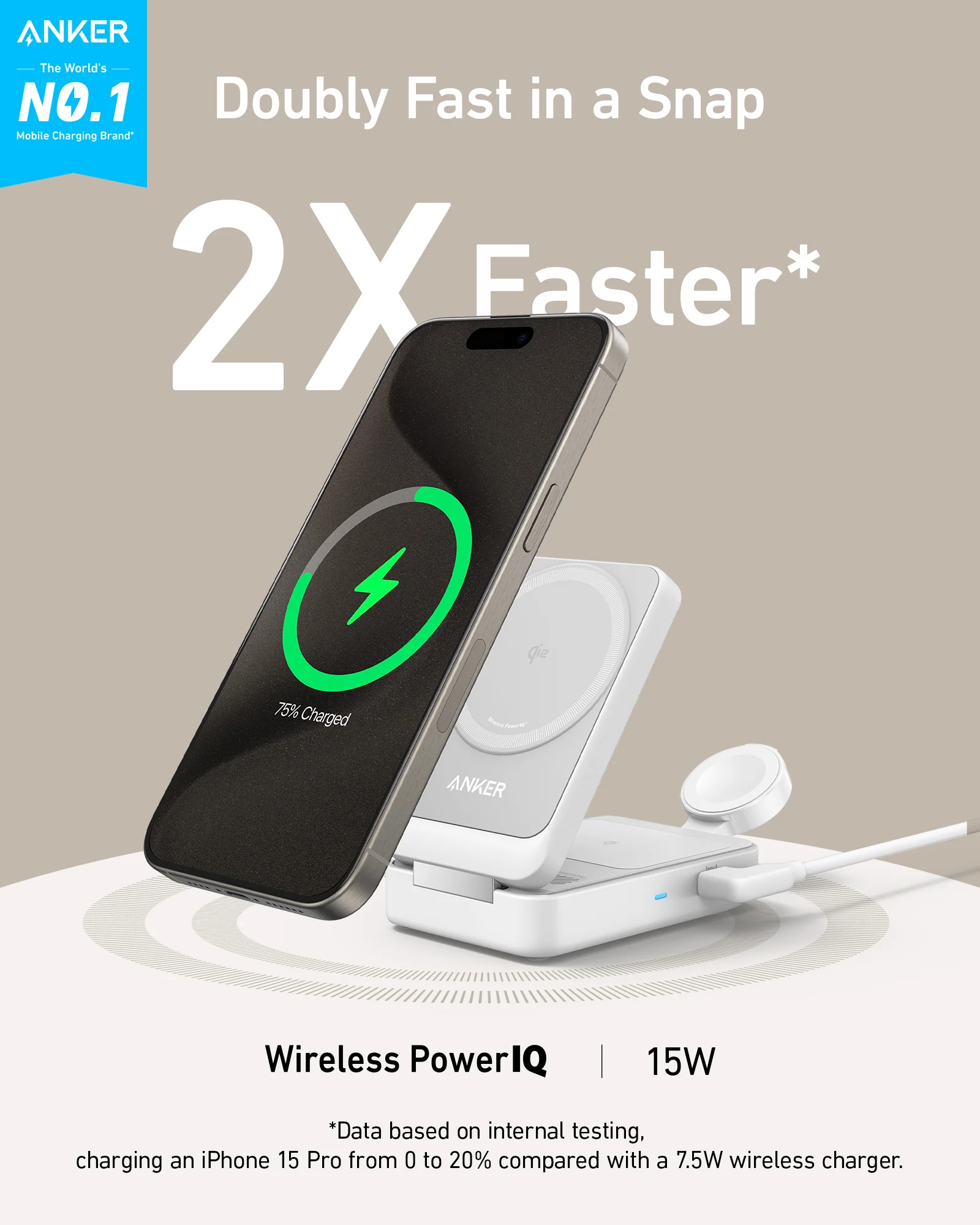 Anker MagGo Wireless Charging Station (Foldable 3-in-1) Qi2 Certified