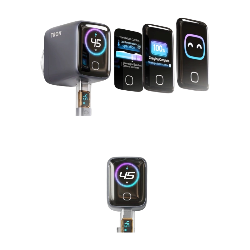 TRON 45W GaN Charger, US Plug — Smart Display