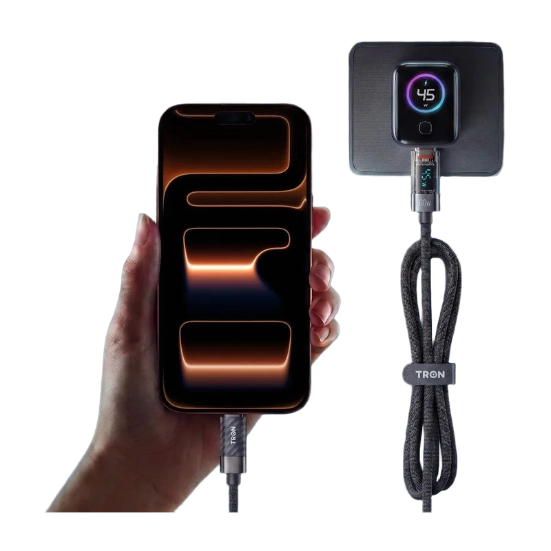 TRON 45W GaN Charger, US Plug — Smart Display