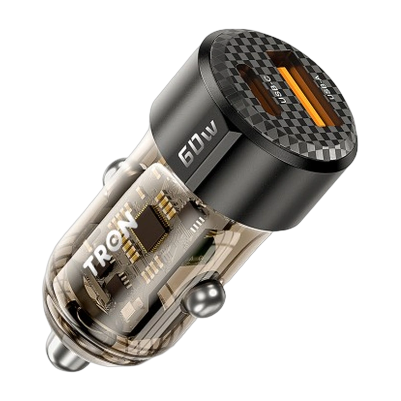 TRON 60W Dual-Port Car Charger — USB-C + USB-A