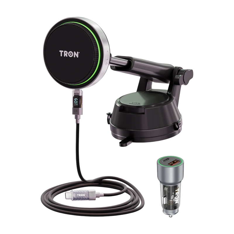 TRON Qi2 25W Ice-cooling Magnetic Wireless Car Charger Kit — 48W Adapter + Cable