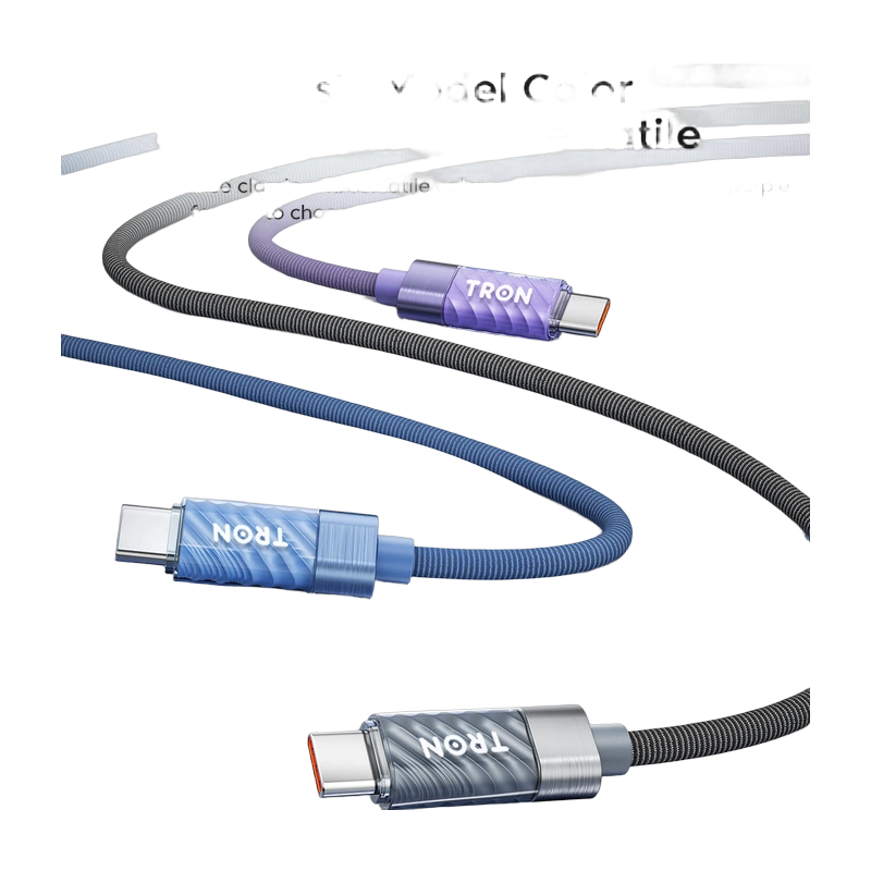 TRON 60W USB-C to USB-C Transparent Cable, 5 ft
