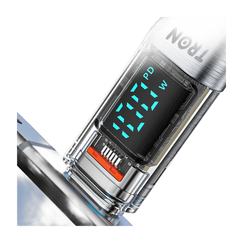TRON 60W USB-C to USB-C Transparent Cable, 5 ft