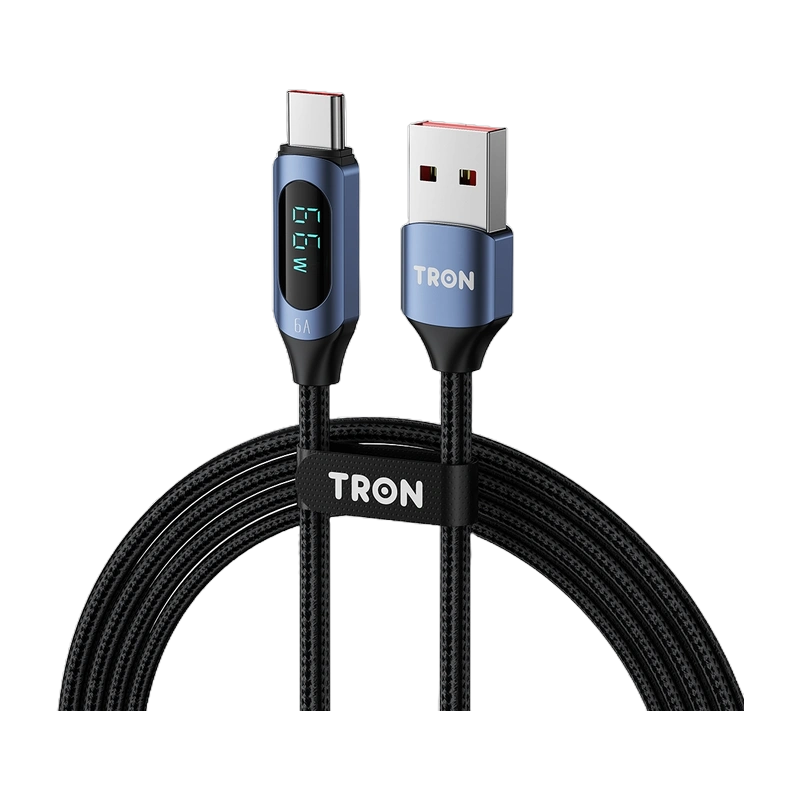 TRON 6A USB-A to USB-C Cable, 5 ft — Digital Display