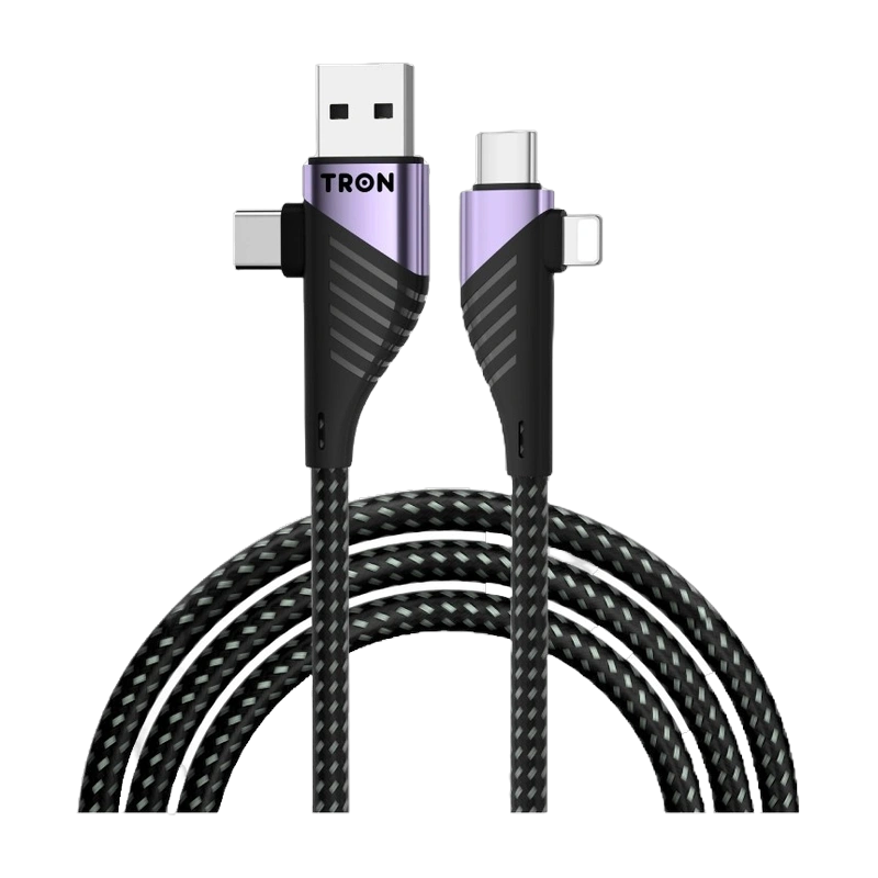 TRON 65W 4-in-1 Charging Cable, 5 ft — Braided