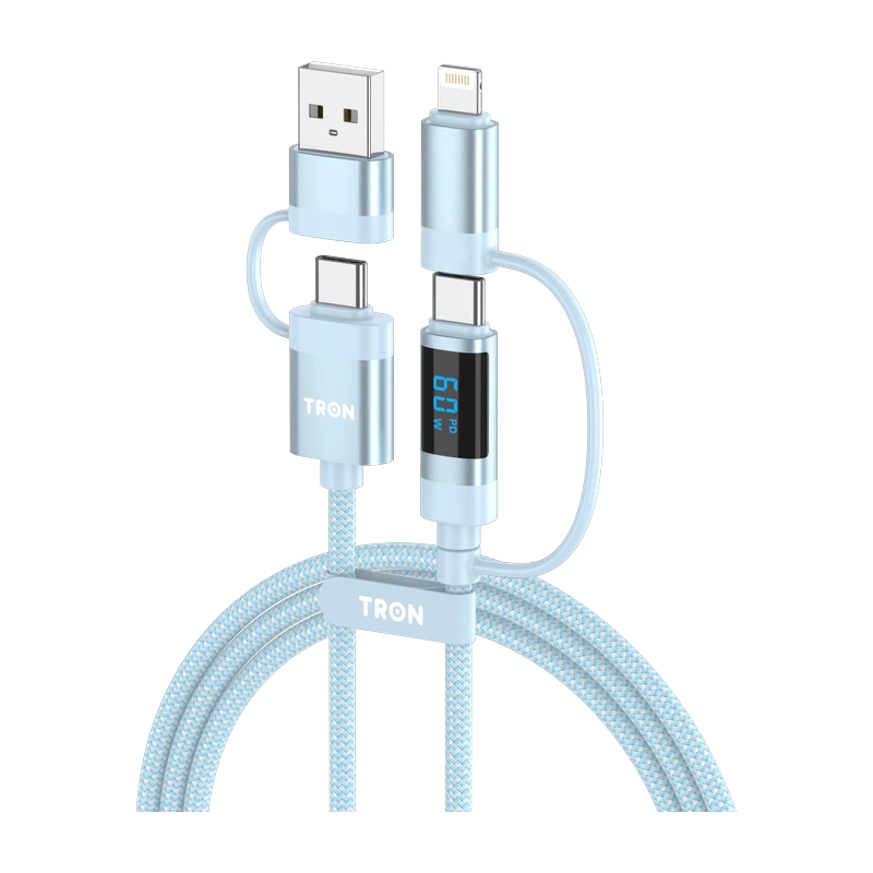 TRON 60W 4-in-1 Charging Cable, 5 ft — Digital Display